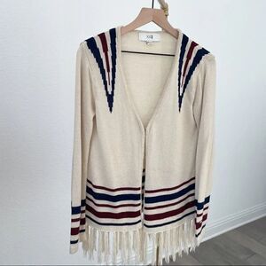 XXI Boho Aztec Vintage Fringe Sweater Cardigan Jacket S
